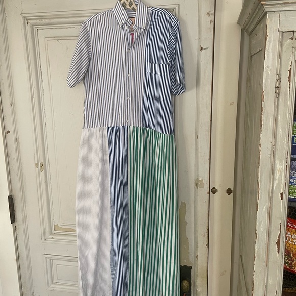 Plan C Striped Blue and Green Maxi Dress - Picture 2 of 10